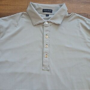 Peter Millar Polo Mens Large White Striped Golf Crown Crafted Ezra Performance